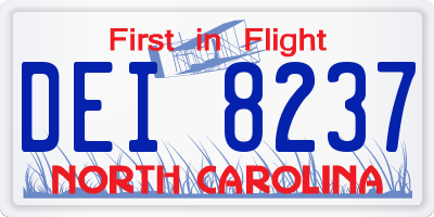 NC license plate DEI8237
