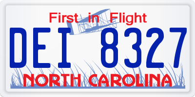 NC license plate DEI8327