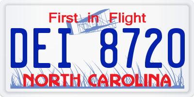 NC license plate DEI8720