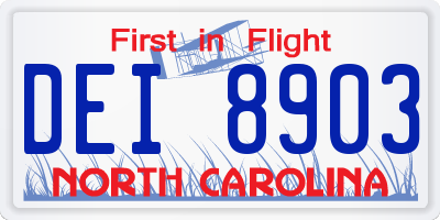 NC license plate DEI8903