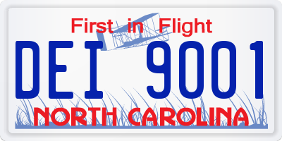 NC license plate DEI9001