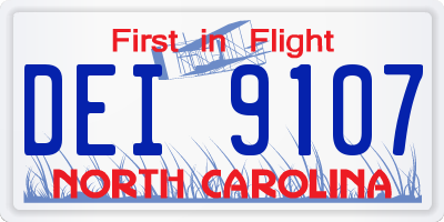 NC license plate DEI9107