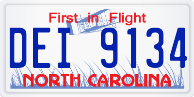 NC license plate DEI9134