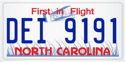 NC license plate DEI9191