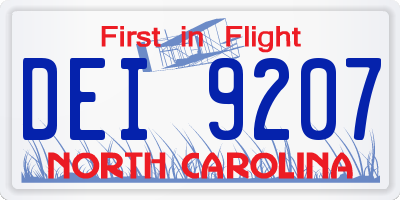 NC license plate DEI9207