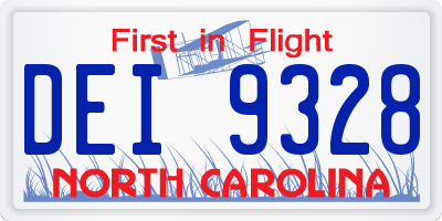 NC license plate DEI9328