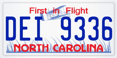 NC license plate DEI9336