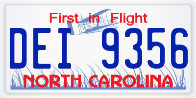 NC license plate DEI9356