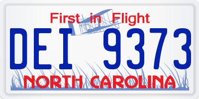 NC license plate DEI9373