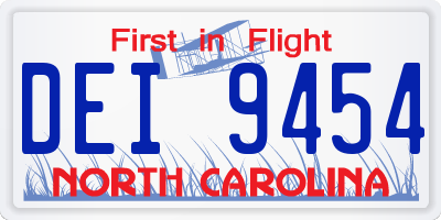 NC license plate DEI9454