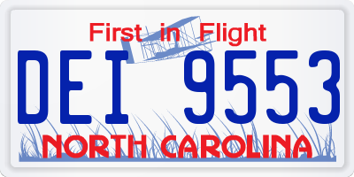 NC license plate DEI9553