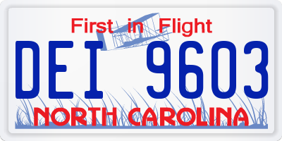NC license plate DEI9603