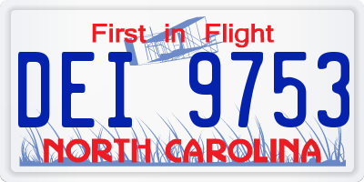 NC license plate DEI9753