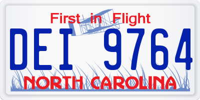 NC license plate DEI9764