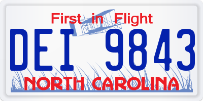 NC license plate DEI9843