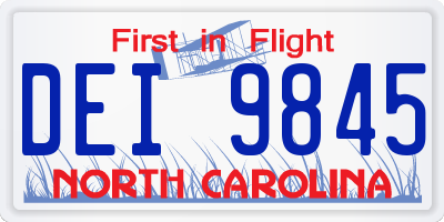 NC license plate DEI9845