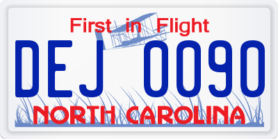 NC license plate DEJ0090