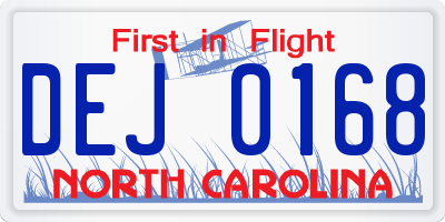 NC license plate DEJ0168