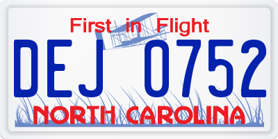 NC license plate DEJ0752