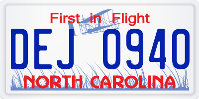 NC license plate DEJ0940
