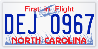 NC license plate DEJ0967