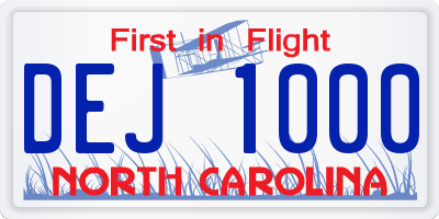 NC license plate DEJ1000