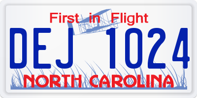 NC license plate DEJ1024