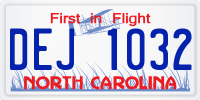 NC license plate DEJ1032