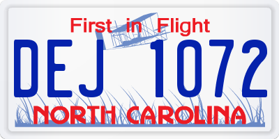 NC license plate DEJ1072