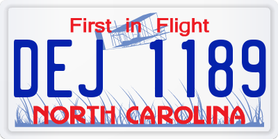 NC license plate DEJ1189