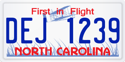 NC license plate DEJ1239