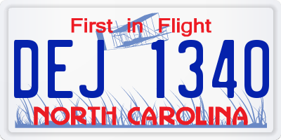 NC license plate DEJ1340
