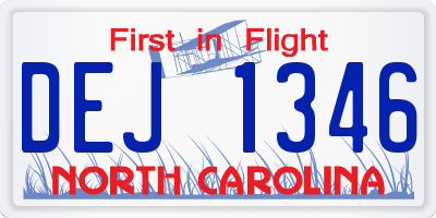 NC license plate DEJ1346
