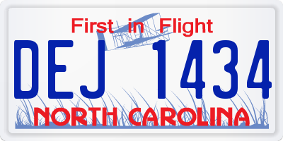 NC license plate DEJ1434