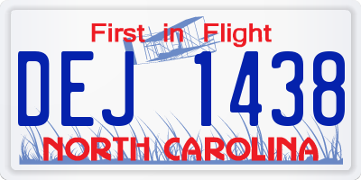 NC license plate DEJ1438