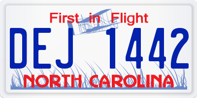NC license plate DEJ1442