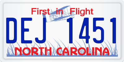 NC license plate DEJ1451