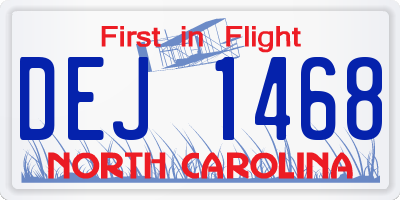 NC license plate DEJ1468