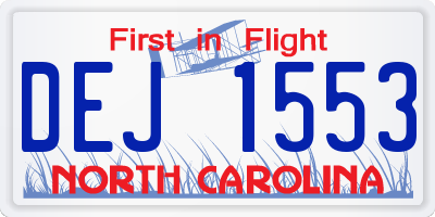 NC license plate DEJ1553