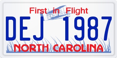 NC license plate DEJ1987