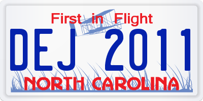 NC license plate DEJ2011