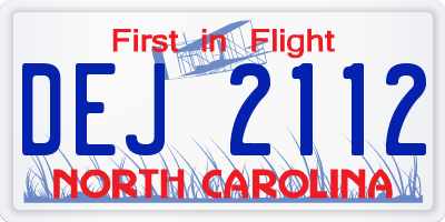 NC license plate DEJ2112