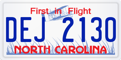NC license plate DEJ2130