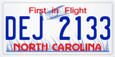 NC license plate DEJ2133