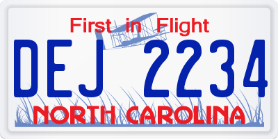 NC license plate DEJ2234
