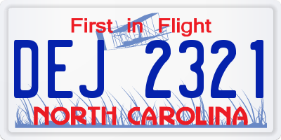 NC license plate DEJ2321