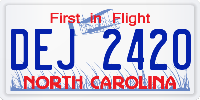 NC license plate DEJ2420