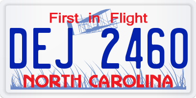 NC license plate DEJ2460