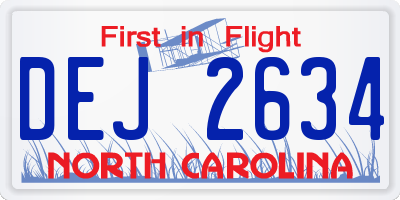 NC license plate DEJ2634