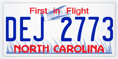 NC license plate DEJ2773